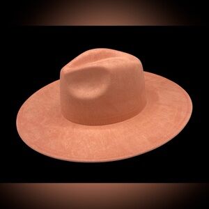 Peach vegan suede Wide-Brim Hat
